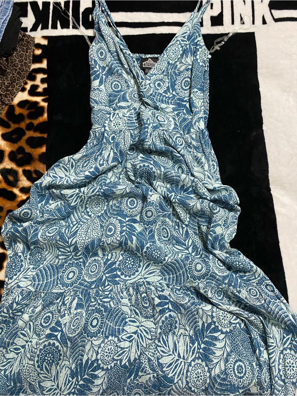 Angie Blue and White Floral Maxi Dress